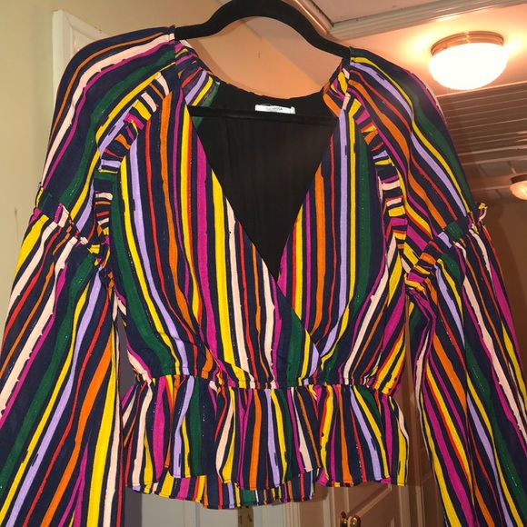Tularosa Henrietta Rainbow Stripe Top Blouse - Picture 1 of 9